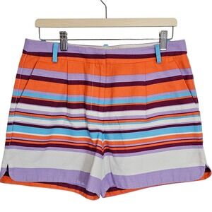 NEW J. Crew Factory Textured Stripe Short 8 Orange Purple Blue Preppy Summer